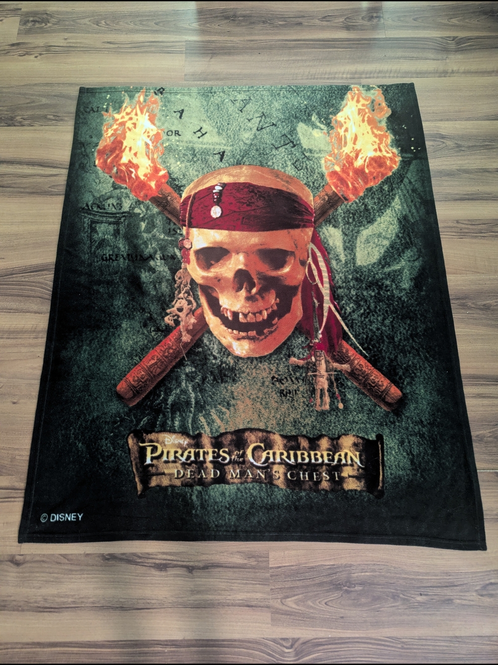 Disney Pirates of the Caribbean Dead Man's Chest Body Blanket Skull & Torches